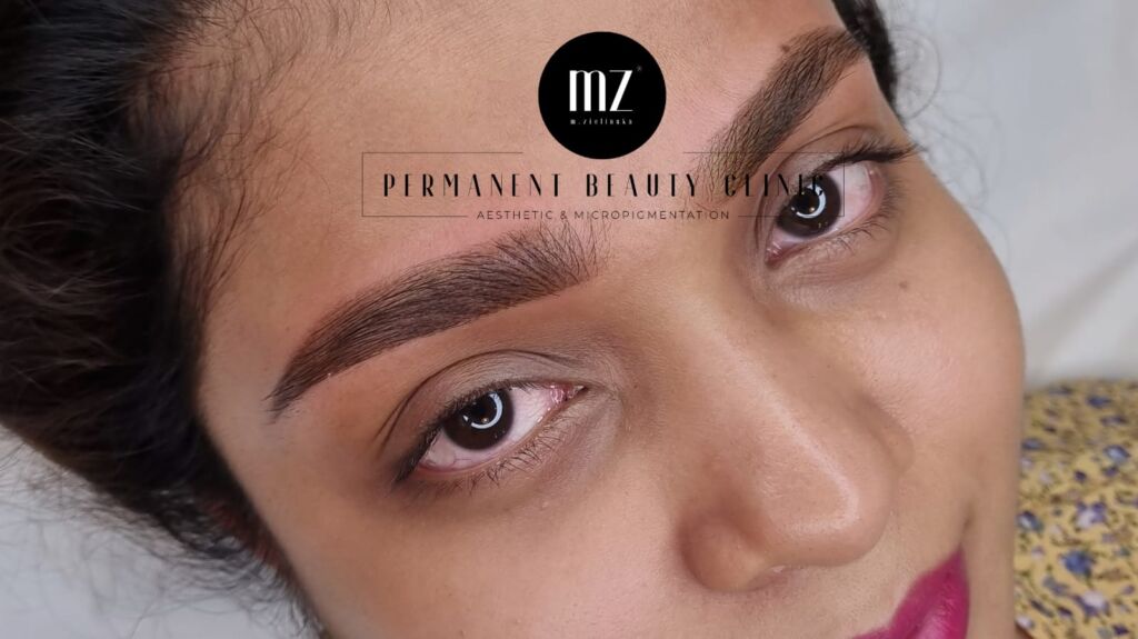 Natural powder eyebrows on darker skin