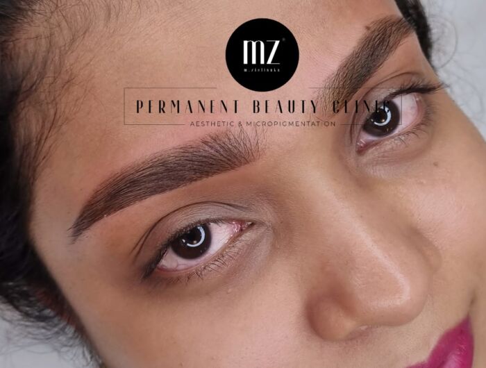 Natural powder eyebrows on darker skin